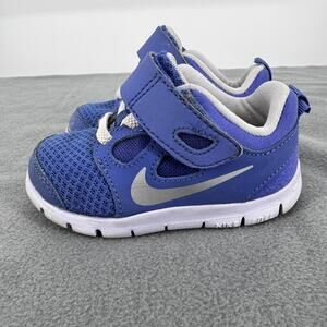 Nike Free Run 5C Toddler Sneakers Blue Gray Hook Loop Shoes 580595-500‎